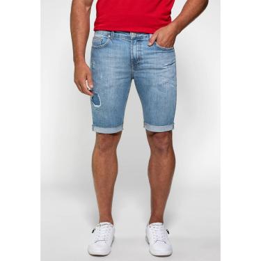 Imagem de Bermuda Jeans Cerzido Guess Azul Claro-Masculino
