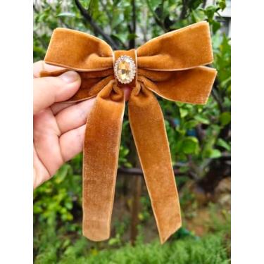 Imagem de AACKS 2 prendedores de cabelo com fita de veludo, para meninas, crianças, fofos, macios, de veludo, jacaré, presilhas de cabelo, acessórios para decoração de vestido de festa de aniversário