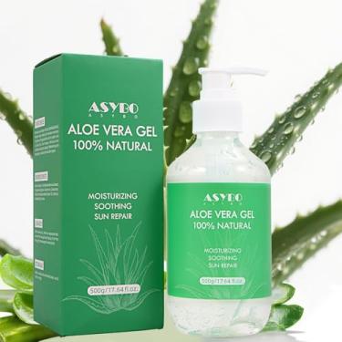 Imagem de ASYBO Gel de Aloe Vera 500 ml – Aloe Vera 100% natural puro para o rosto e o corpo, creme de aloe hidratante calmante e nutritivo para pele seca, queimaduras solares, acne, loção pós-sol