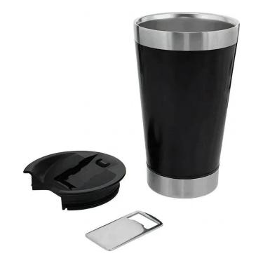 Imagem de Copo Térmico Inox Preto 473Ml: Cerveja Gelada, Café Quente