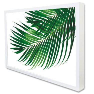 Imagem de Quadro Decorativo Floral Folha Palmada Verde em Moldura Caixa - TaCola