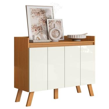 Imagem de Aparador Buffet Organizador Cantinho do Café Cannes 108cm 04 Portas Cinamomo Branco - A...