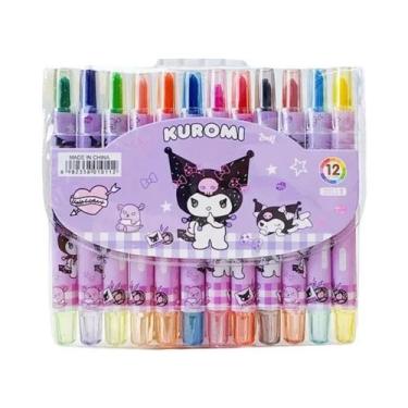 Imagem de Crayons Rotativos Kuromi Em 12 Cores, Pincéis De Pintura Para Crianças