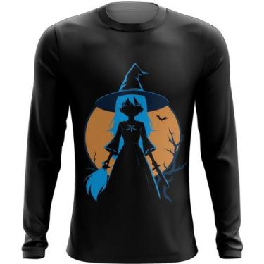 Imagem de Camiseta Manga Longa Bruxa Halloween Azul Festa 11 - Kasubeck Store®, 
