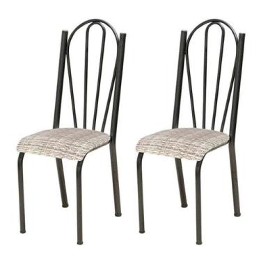 Imagem de Kit 02 Cadeiras Tubular Cromo Preto 021 Assento Rattan - Artefamol, Cr