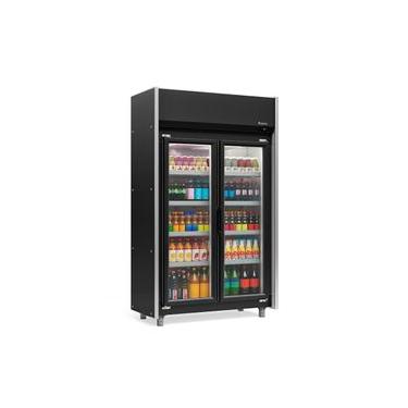 Imagem de Expositor Vertical 2 Portas Preto GEAS2P 4 Prateleiras 220v Gelopar
