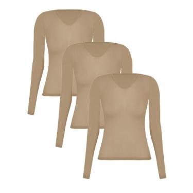 Imagem de Kit 3 Camisetas Feminina Fio 40 Segunda Pele Para Mulher Selene Modelo