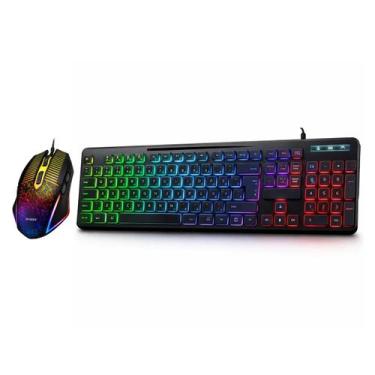 Imagem de Kit Gamer Teclado Semi Mecânico e Mouse Óptico com 6 Botões DPI Ajustá