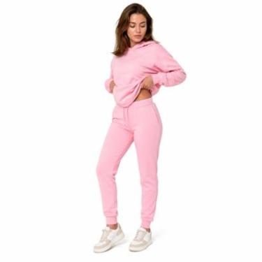 Imagem de Conjunto de Moletom Feminino, Com Capuz, Com Bolso Canguru, Flanelado-Feminino