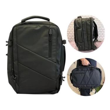 Imagem de Mochila Pasta Executiva 2 em 1 USB Expansível 10 Compartimentos Preta 