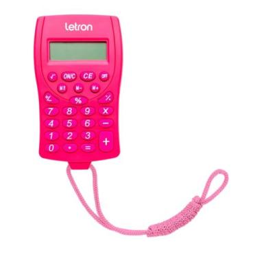 Imagem de Calculadora 8 Dígitos com Cordão e Bateria Rosa Letron Leonora - 99330