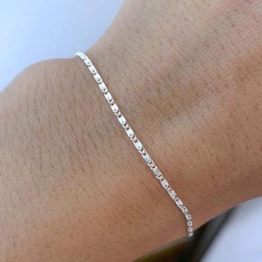 Imagem de Pulseira Feminina Fina Delicada de Prata 925 Legítima Maciça - Hakuna 