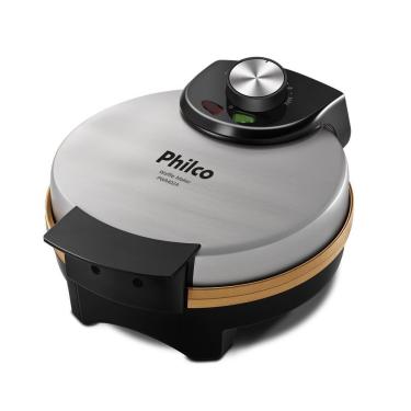 Imagem de Waffle Maker PWM02PG com 11 Níveis de Tostagem Revestimento Antiaderente Maxx Gold Prata Philco 4 Unidades 110V