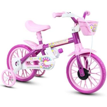 Imagem de Bicicleta Aro 12 Infantil Feminina com Cestinha Flower Nathor