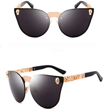 Imagem de Óculos de sol crânio de cristal feminino steampunk óculos de sol retro masculino punk tons uv400, preto dourado, china
