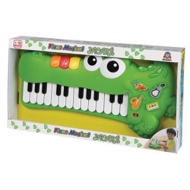 Imagem de Piano Musical Infantil Jacare Verde Braskit - 6302