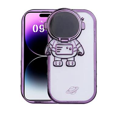 Imagem de Flip astronauts cover para iphone 14 13 12 suporte invisível capa de telefone móvel gradiente brilho chapeamento manga macia, T1, para iPhone 14 Pro Max