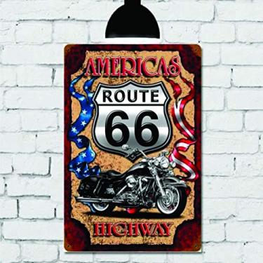 Imagem de Placa Decorativa Mdf route 66 americas highway 20cm x 30cm