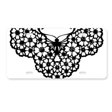 Imagem de DIYthinker Borboleta com asas florais placa de licença decoração aço inoxidável automóvel