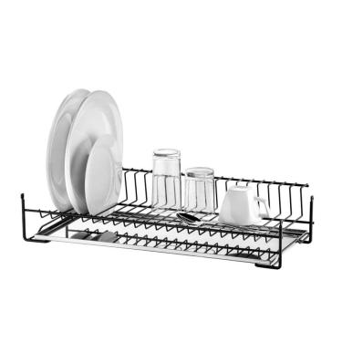 Imagem de Escorredor De Louças Aéreo Preto Fosco Bandeja 77cm Schmitt