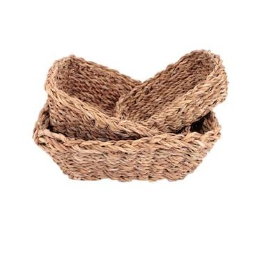 Imagem de Conjunto de Cestas em Fibra Natural L`Hermitage 23371 Retangulares – 3 Peças