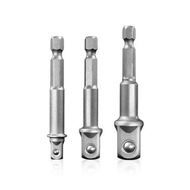 Imagem de BOEN Conjunto de adaptadores de soquete de grau de impacto, adaptador de brocas de 3 peças com suporte de broca, 1/4", 3/8", unidade de 1/2", haste sextavada de 1/4 polegada, Cr-V, para broca sem fio e chave de fenda, broca elétrica e driver