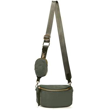 Imagem de Like Dreams Pequena bolsa transversal feminina | Pochete de nylon leve com bolsa removível para Airpods | Bolsa tiracolo estilosa, Oliva, ONE SIZE, Transversal