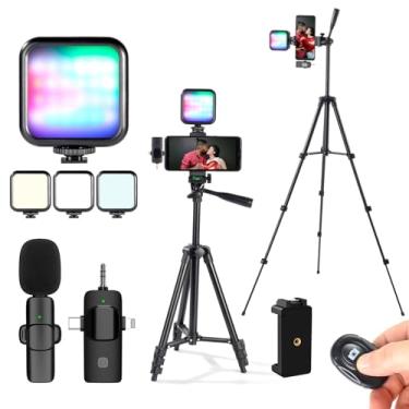 Imagem de Kit de vlogging para iPhone, kit de iniciação do YouTube, kit de Youtuber para criador de conteúdo iniciante, kit essencial para celular Android, kit de câmera de vlogging com tripé extensível