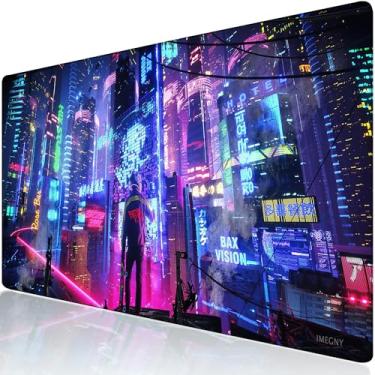 Imagem de Imegny Mouse pad estendido para jogos, tapete portátil para teclado e mouse com bordas costuradas + base de borracha antiderrapante (90x40 colorfulcity002)