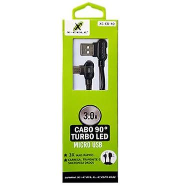 Imagem de Cabo Turbo Carregador Usb V8 Em 90 Graus Xcell 3XMais Rápido - X-CELL