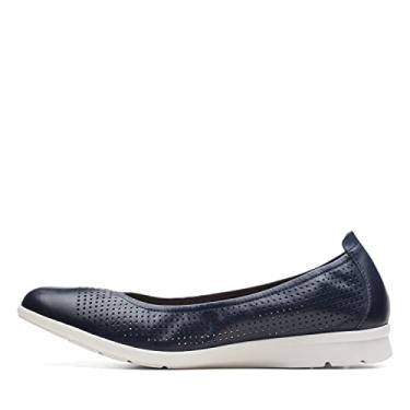 Imagem de Clarks Sapatilha feminina Jenette Ease Ballet, Couro marinho/sola branca, 36