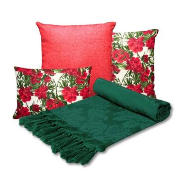Imagem de Kit Manta Para Sofá Natal com 2 capas 45x45 e 1 capa 30x50 - MUMUDECOR