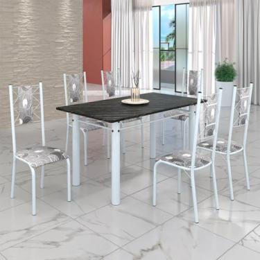 Imagem de Conjunto Sala de Jantar Bahia Mesa Tubo 140x75cm Tampo Pedra Ardósia I