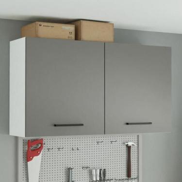 Imagem de Armário Aéreo Multiuso 120cm 2 Portas Branco/Cinza Agata Madesa, Branc