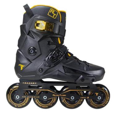 Imagem de Patins Traxart Revolt Turbo Black Gold  Inline Freestyle - 80mm ABEC-9