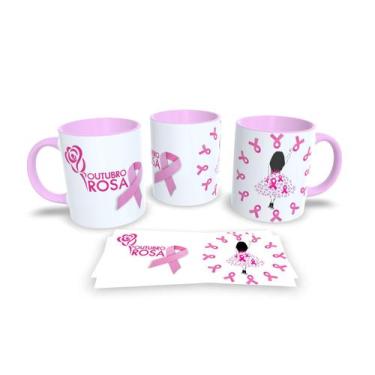Imagem de Canecas Rosa de Porcelana Personalizadas Outubro Rosa - Estampa Sublim
