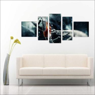 Imagem de Quadro Decorativo Medicina Biologia DNA Moléculas Mosaico 5 Peças TT1 