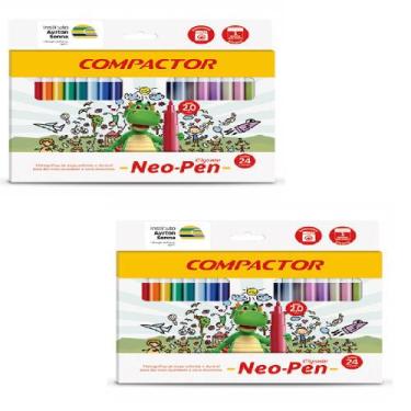 Imagem de Kit Canetas Hidrocor Neo Pen 24 Cores Ponta 2.0mm 2 UN - Compactor