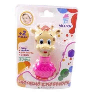 Imagem de Chocalho E Mordedor Bebê Girafa Azul Vila Toy