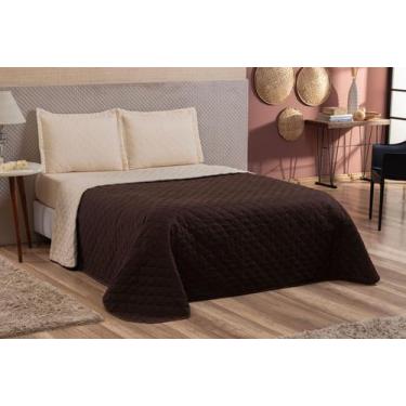 Imagem de Cobre Leito Queen Dupla Face 3 Peças Las Vegas Menor Preço tabaco/bege