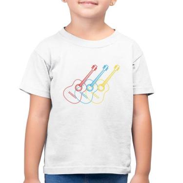 Imagem de Camiseta Algodão Infantil Violão Cores - Foca na Moda, Branco, 2