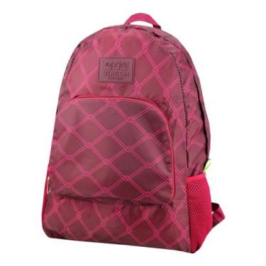 Imagem de Mochila Dobrável para Viagem Estampa Geométrica Jacki Design Vinho