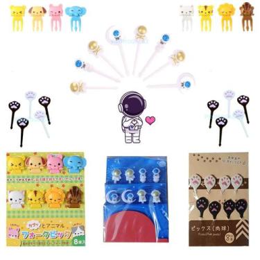 Imagem de Kit Garfinhos Palitinhos Infantis Para Petisco Frutas 24pçs - PromoGal