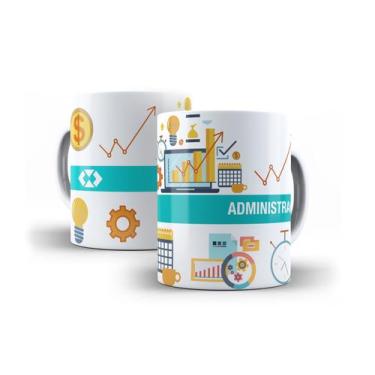 Imagem de Xícara Branca Porcelana Profissão Administração ADM 325ml + Caixinha -