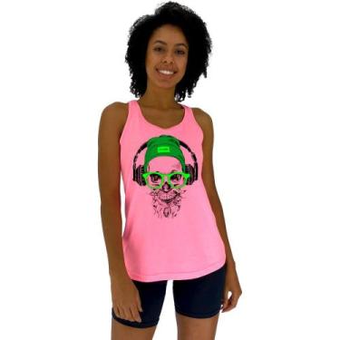 Imagem de Regata Feminina Recorte Nadador MXD Conceito Caveira De Headset, Rosa,