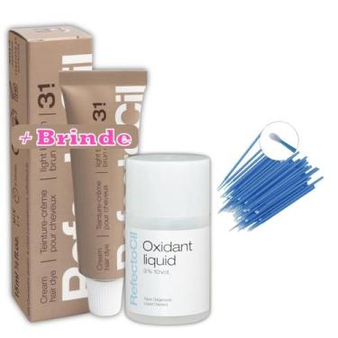 Imagem de Kit Refectocil Tintura Coloração e Oxigenada Oxidante Líquido 3%10Vol,