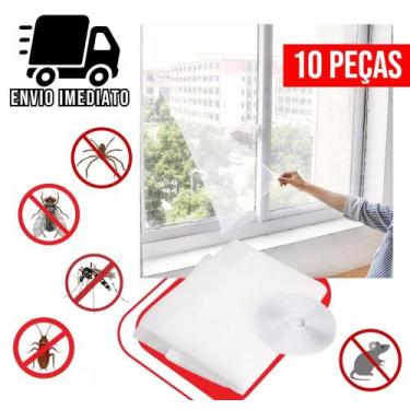 Imagem de Kit 10 Tela Mosquiteira Janela Ajustável Anti Insetos Proteção Pernilo
