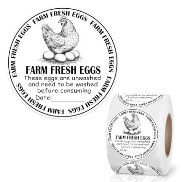 Imagem de Etiquetas de caixa de ovos frescos de fazenda de 5 cm, etiqueta escrita, ovos frescos, etiqueta de embalagem de mercado do fazendeiro, etiquetas de frango para negócios, fazenda, rotulagem de caixa de