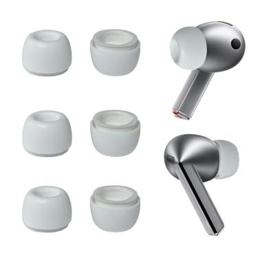 Imagem de Pontas de substituição de fones de ouvido de silicone compatíveis com fones de ouvido Samsung Galaxy Buds 3 Pro, tamanho pequeno, 3 pares, branco