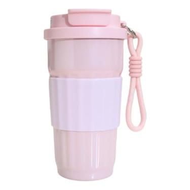 Imagem de Xícara de café isolada a vácuo de aço inoxidável de grande capacidade de 510 g com tampa à prova de vazamento, copo portátil de parede dupla para uso ao ar livre, escritório e viagem (rosa)